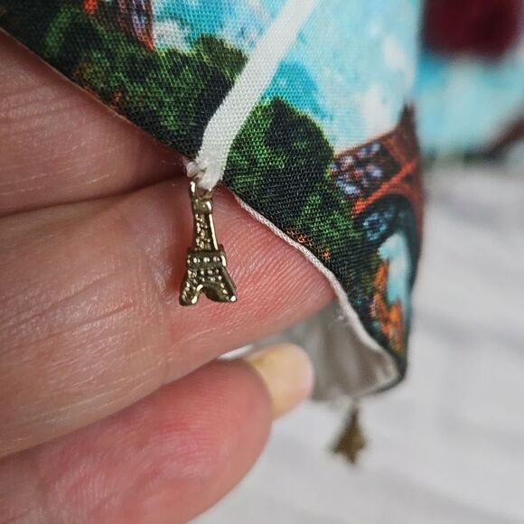 Pith Wanderlust Paris Eiffel Tower Blouse White Printed Top Unique Artistic Fun - Picture 7 of 13